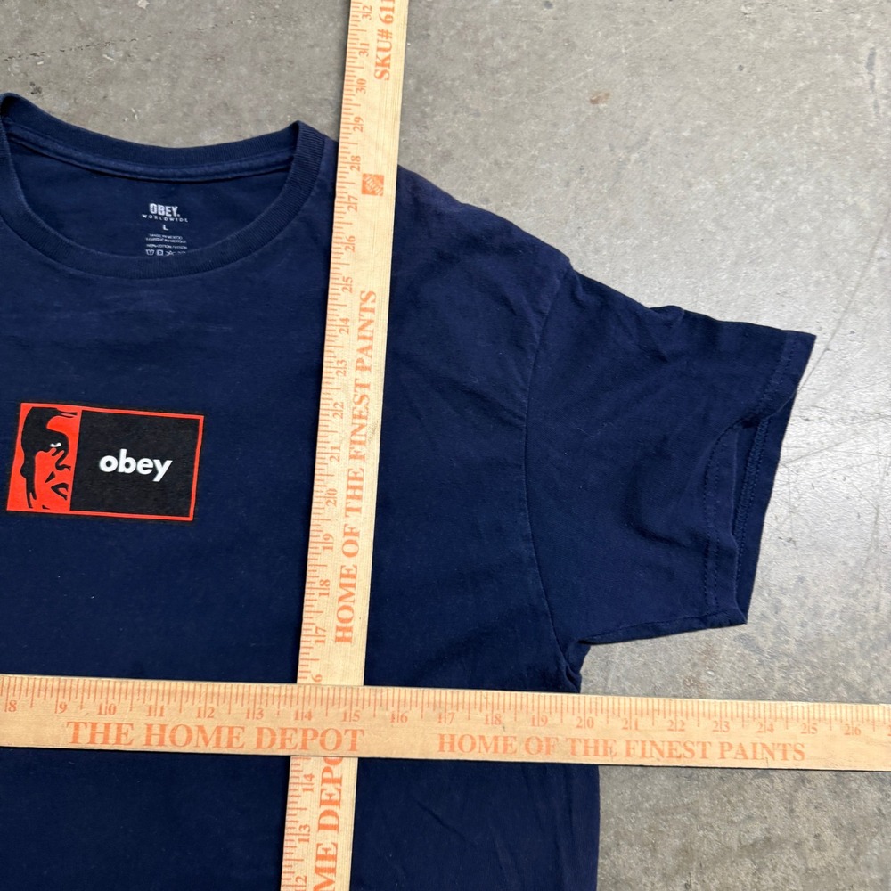 Obey Worldwide Mens Navy Blue Andre the Giant Box Logo Graphic T-Shirt Large - Picture 4 of 5